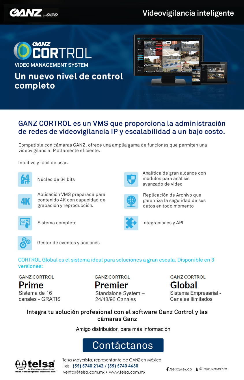 Ganz Cortrol: un nuevo nivel de control de videovigilancia completo, ¡Contáctanos!